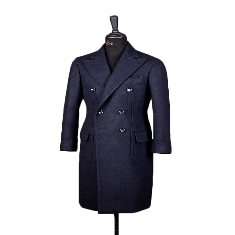 Formal Navy Men Suits Thick Wool Custom Made Men Suits Double Breasted Tuxedos Peaked Lapel Blazer Business Long Coat
Formal Navy Men Suits Thick Wool Custom Made Men Suits Double Breasted Tuxedos Peaked Lapel Blazer Business Long Coat