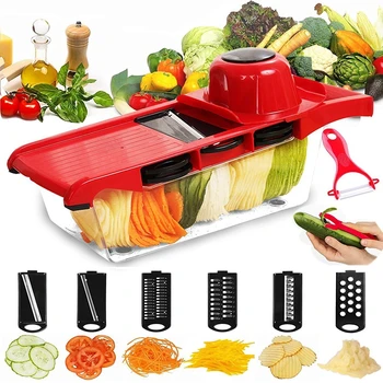 Multifunction Vegetable Fruit Slicer Cutter Interchangeable Blades with Peeler Food Shredder Kitchen Accessories Cooking Tools
Multifunction Vegetable Fruit Slicer Cutter Interchangeable Blades with Peeler Food Shredder Kitchen Accessories Cooking Tools