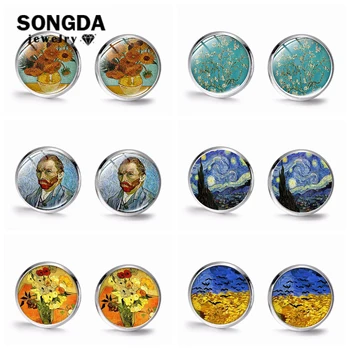 SONGDA Vincent Van Gogh Stud Earrings Simple Retro The Starry Night Sunflower Crystal Glass Gem Earrings Art Painting Collection
SONGDA Vincent Van Gogh Stud Earrings Simple Retro The Starry Night Sunflower Crystal Glass Gem Earrings Art Painting Collection
