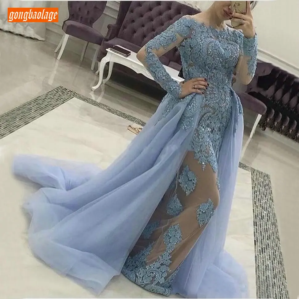 Blue Muslim Evening Dresses Long Sleeves Tulle Lace Appliqued Mermaid Formal Dress Women Islamic Dubai Saudi Arabic Evening Gown
Blue Muslim Evening Dresses Long Sleeves Tulle Lace Appliqued Mermaid Formal Dress Women Islamic Dubai Saudi Arabic Evening Gown