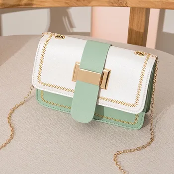 Korean version of the women's pumping belt color contrast small square bag 2020 summer new shoulder chain bag#YL10
Korean version of the women's pumping belt color contrast small square bag 2020 summer new shoulder chain bag#YL10