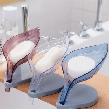Storage Rack Leaves Shape Cleaning Suction Holder Bathroom Box Plate Creative Soap Dish Sink Cup Brush Drain Leaf Box Gadgets