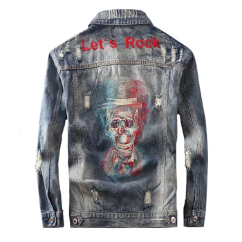 2019 Spring Autumn Tops for Male Denim Jacket Men Hole Distressed Jeans Coat Hip Hop Skulls Jacket Streetwear Outerwear
2019 Spring Autumn Tops for Male Denim Jacket Men Hole Distressed Jeans Coat Hip Hop Skulls Jacket Streetwear Outerwear