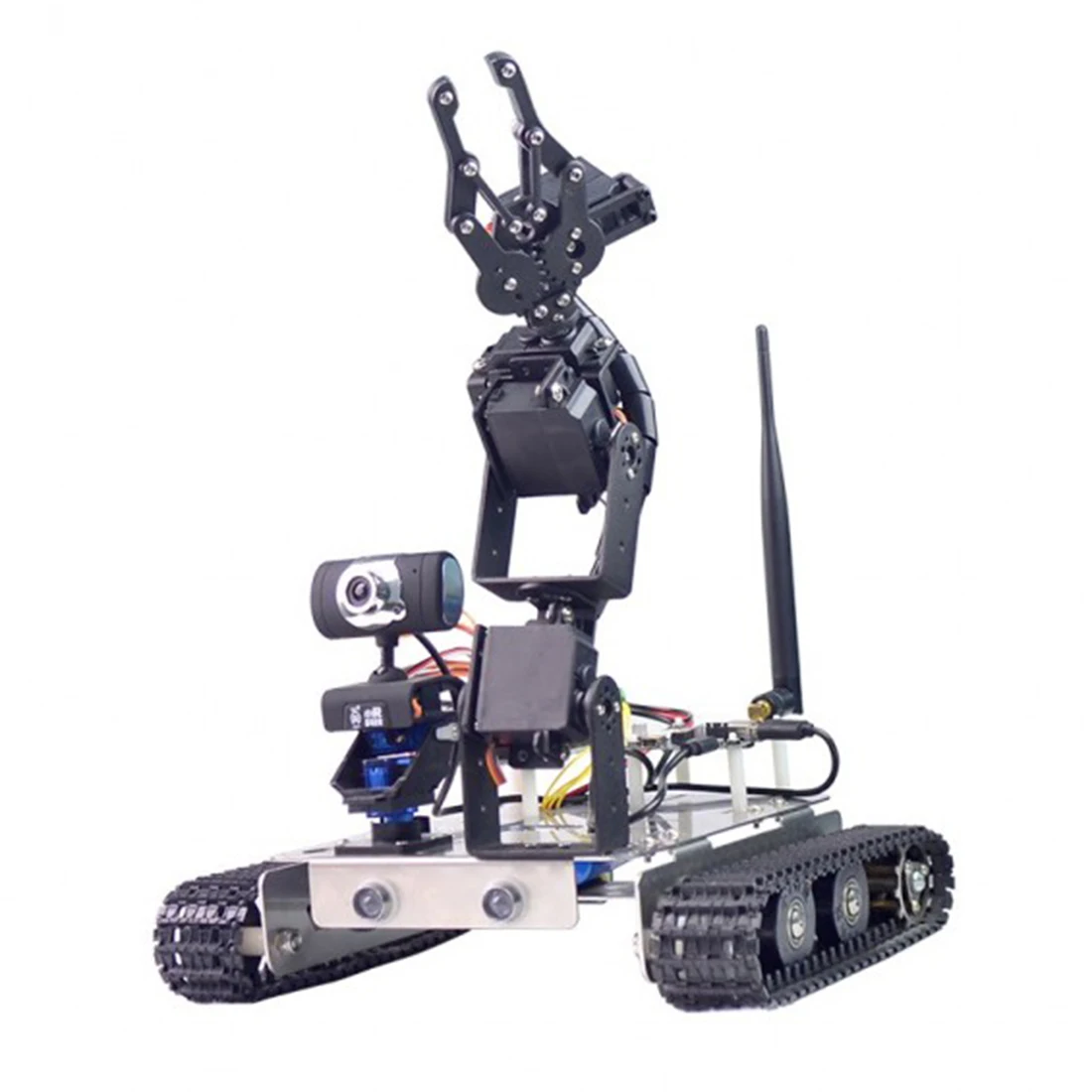 Programmable Robot DIY Wifi + Bluetooth Stainless Steel Chassis Track Tank Steam Educational Car with Arm for Raspberry Pi 3B+
Programmable Robot DIY Wifi + Bluetooth Stainless Steel Chassis Track Tank Steam Educational Car with Arm for Raspberry Pi 3B+