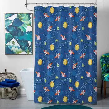 Shower Curtains Grey and Pink Space,Cute Little Cartoon Rocket with Circular Flight Path and UFOs Sun Polka Dots Skyline,
Shower Curtains Grey and Pink Space,Cute Little Cartoon Rocket with Circular Flight Path and UFOs Sun Polka Dots Skyline,