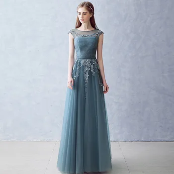Dusty Blue Tulle with Lace Evening Dress 2020 Summer Jewel Neck Evening Gowns New Long Party Dresses
Dusty Blue Tulle with Lace Evening Dress 2020 Summer Jewel Neck Evening Gowns New Long Party Dresses