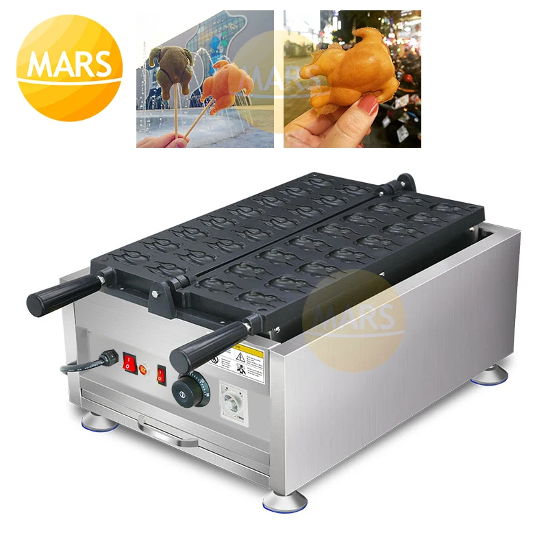 

Stainless Steel Chicken Cake Baker Electric 220v 110v Grilled Pan Cake Making Machine Roast Chicken Shape Waffle Baking Oven