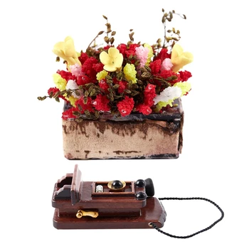 2 Pcs 1/12 Dollhouse Miniature Decorations: 1Pcs Multicolor Flower Bush with Wood Pot & 1 Pcs Antique Wall Mount Phone
2 Pcs 1/12 Dollhouse Miniature Decorations: 1Pcs Multicolor Flower Bush with Wood Pot & 1 Pcs Antique Wall Mount Phone