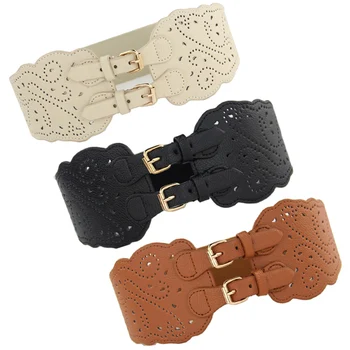 Women Ladies Hollow Wide Leather Belt Double Buckle Stretch Elastic Waistband LLBLT0005
Women Ladies Hollow Wide Leather Belt Double Buckle Stretch Elastic Waistband LLBLT0005