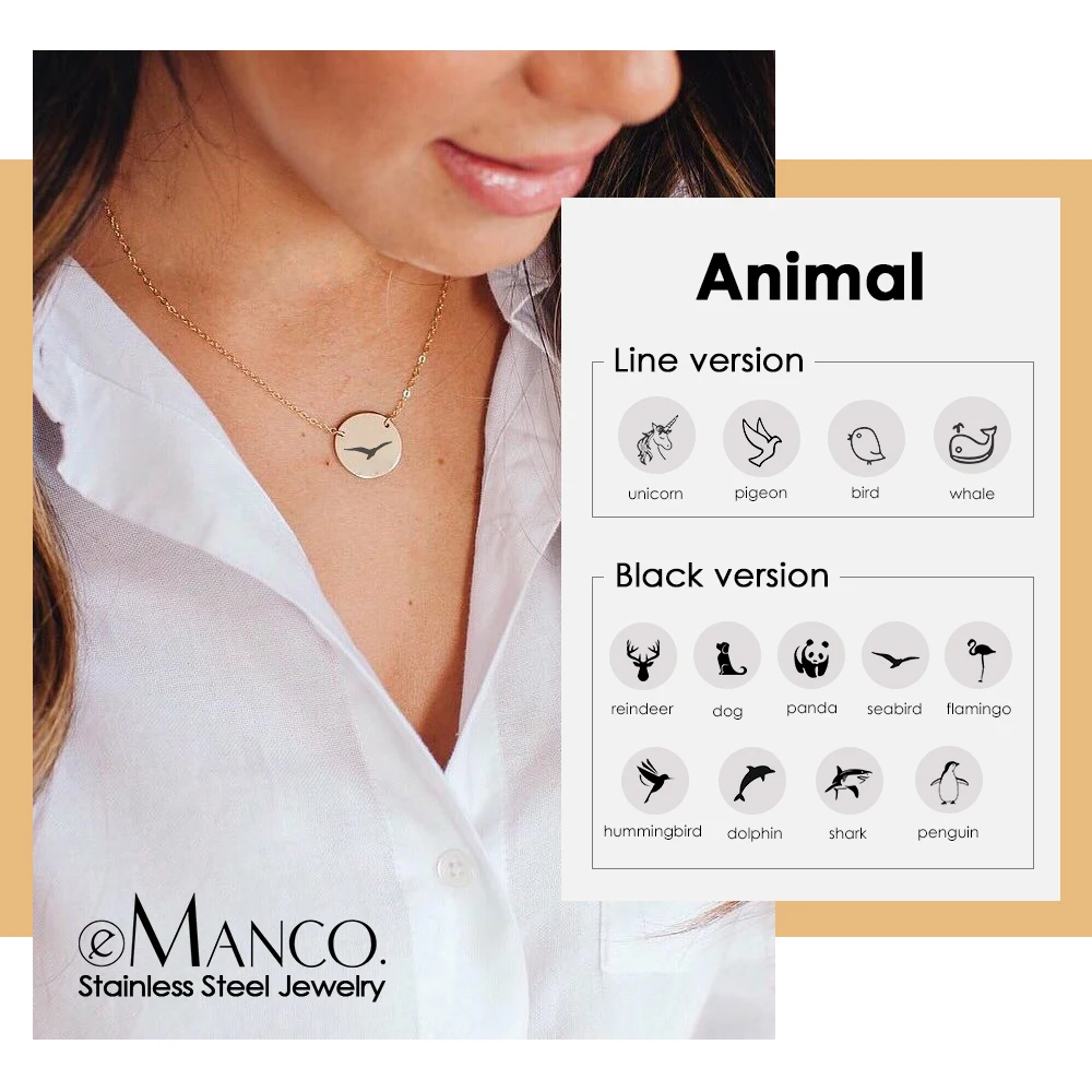 

eManco Engrave Custom Panda Pendant Necklace for women Trendy Choker Necklace women Female 316L Stainless Steel Necklace Jewelry