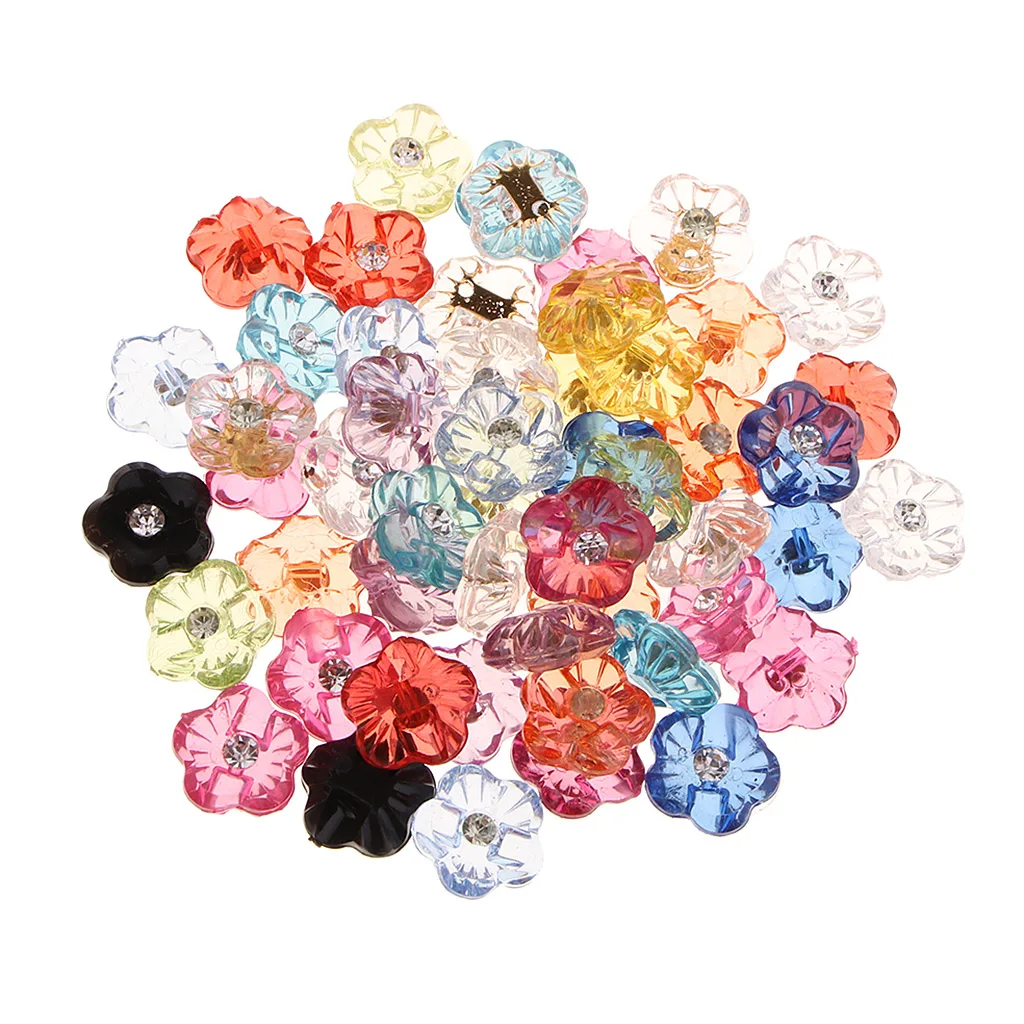 50Pcs DIY Flower Shapes Sewing Crystal Clear Buttons For Clothes Decoration Home Furniture, Hair Accessories, Jewelry Making 50Pcs DIY Flower Shapes Sewing Crystal Clear Buttons For Clothes Decoration Home Furniture, Hair Accessories, Jewelry Making
