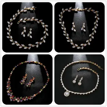 Luxury Zircon Rhinestone Wedding Necklace Earring Jewelry Set Cute Colorful Crystal Engagement Bridal Prom Party Statement Gift
Luxury Zircon Rhinestone Wedding Necklace Earring Jewelry Set Cute Colorful Crystal Engagement Bridal Prom Party Statement Gift