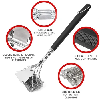 Barbecue Grill BBQ Brush Clean Tool Grill Accessories Stainless Steel Three Head Spring Cleaning Brushes Barbecue Accessories
Barbecue Grill BBQ Brush Clean Tool Grill Accessories Stainless Steel Three Head Spring Cleaning Brushes Barbecue Accessories