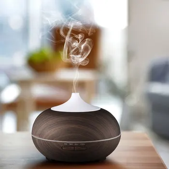 Essential Oil Diffuser Wood Grain Aroma Diffuser Ultrasonic Humidifier with LED Light Air Humidifier Mist Maker Fogger for Home