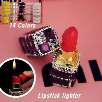 Luxury Crystal Diamond Lipstick Cigarette Lighter Refillable Ladies creative Gas lighter jet Cigarette Lighter Smoker Best Gifts
Luxury Crystal Diamond Lipstick Cigarette Lighter Refillable Ladies creative Gas lighter jet Cigarette Lighter Smoker Best Gifts