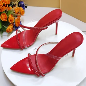 Sexy Narrow Band Runway Slippers Women Stiletto Heel Point Toe Open Toes PVC Transparent Rhinestone Party Shoes Woman
Sexy Narrow Band Runway Slippers Women Stiletto Heel Point Toe Open Toes PVC Transparent Rhinestone Party Shoes Woman