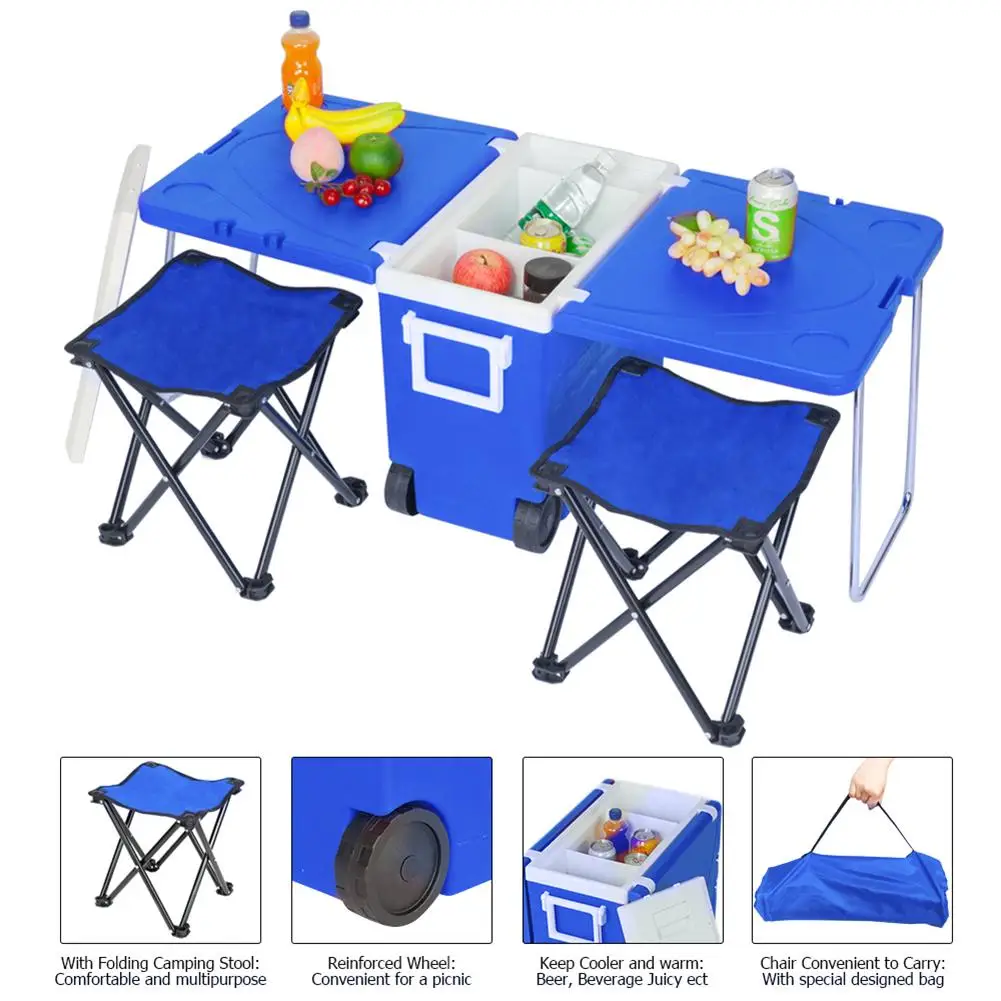 Outdoor Foldable Picnic Table Chair Freezer Kitchen Device 1pc Multi-function Rolling Cooler w/ 2pcs Oxford Cloth Foldable Stool
Outdoor Foldable Picnic Table Chair Freezer Kitchen Device 1pc Multi-function Rolling Cooler w/ 2pcs Oxford Cloth Foldable Stool