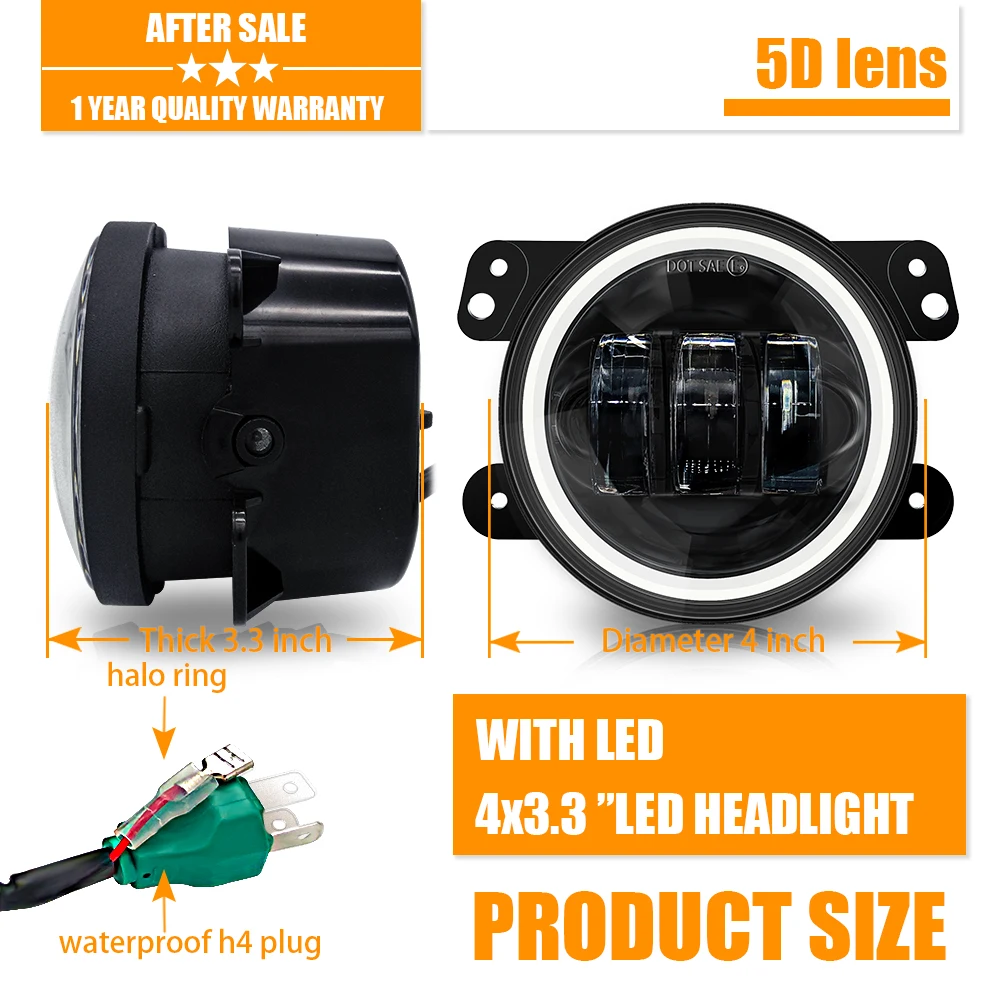 2 pcs 4 inch Round Led Fog Lights 30W 6000K White Halo Ring DRL for Jeep Wrangler 1994-2017 JK TJ LJ Off Road Fog Lamps
2 pcs 4 inch Round Led Fog Lights 30W 6000K White Halo Ring DRL for Jeep Wrangler 1994-2017 JK TJ LJ Off Road Fog Lamps