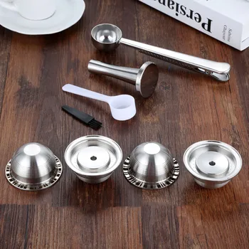 Stainless Steel Metal Coffee Filters Coffee Capsule Pod Coffee Tamper Compatible for Nespresso Vertuo and Vertuo Plus machines
Stainless Steel Metal Coffee Filters Coffee Capsule Pod Coffee Tamper Compatible for Nespresso Vertuo and Vertuo Plus machines