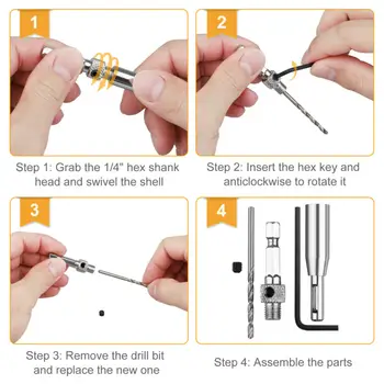 Self Centering Hinge Drill Bit Punch Locator Pilot Hole Opener Guides 15 Pcs/set
Self Centering Hinge Drill Bit Punch Locator Pilot Hole Opener Guides 15 Pcs/set