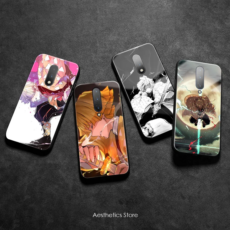 Мягкий силиконовый чехол Zenitsu Agatsuma Kimetsu no Yaiba из закаленного стекла для OnePlus 6 6T 7 7T