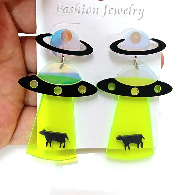 2019 New Arrival Personality Acrylic Geometric UFO Spaceship Flying Saucer Alien Dangle Drop Earrings For Girl Women Jewelry
2019 New Arrival Personality Acrylic Geometric UFO Spaceship Flying Saucer Alien Dangle Drop Earrings For Girl Women Jewelry