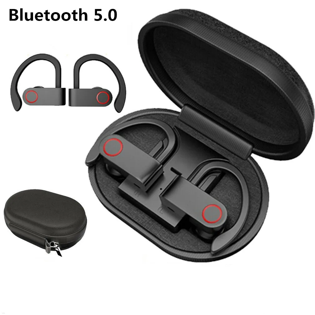 Ear Hook Sweatproof Wireless Bluetooth 5.0 Sports Earphones Stereo Bass Headphones Gym Headset TWS Earphone | Электроника