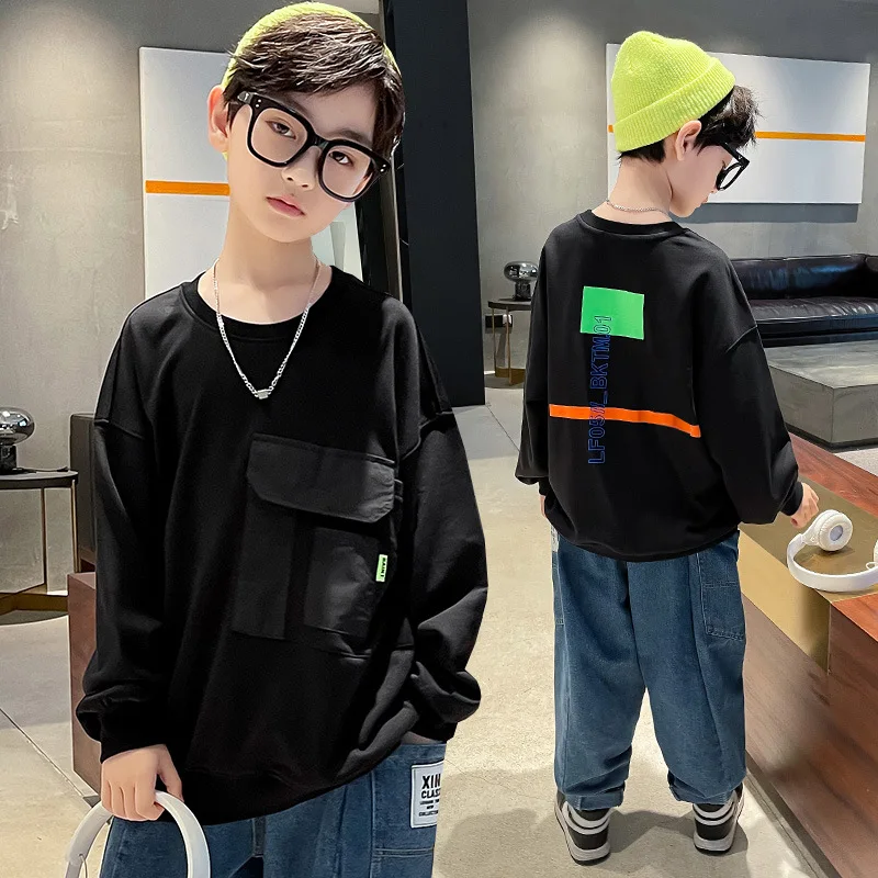 Teen Boys Black Sweatshirt Spring Autumn Long Sleeve Children Boy Tops Letter Print Bottoming Shirt Kids Pullover 6 8 10 12 14 Y
Teen Boys Black Sweatshirt Spring Autumn Long Sleeve Children Boy Tops Letter Print Bottoming Shirt Kids Pullover 6 8 10 12 14 Y