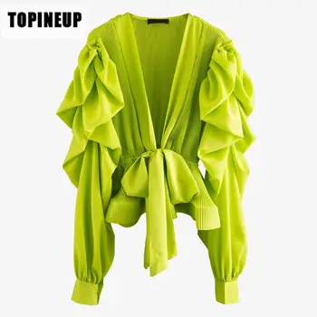 Elegant Deep V-neck Waist Strap Long Top Have Personality Lotus Leaf Lantern Full Sleeve Solid Color Clothes Temperament Tops
Elegant Deep V-neck Waist Strap Long Top Have Personality Lotus Leaf Lantern Full Sleeve Solid Color Clothes Temperament Tops