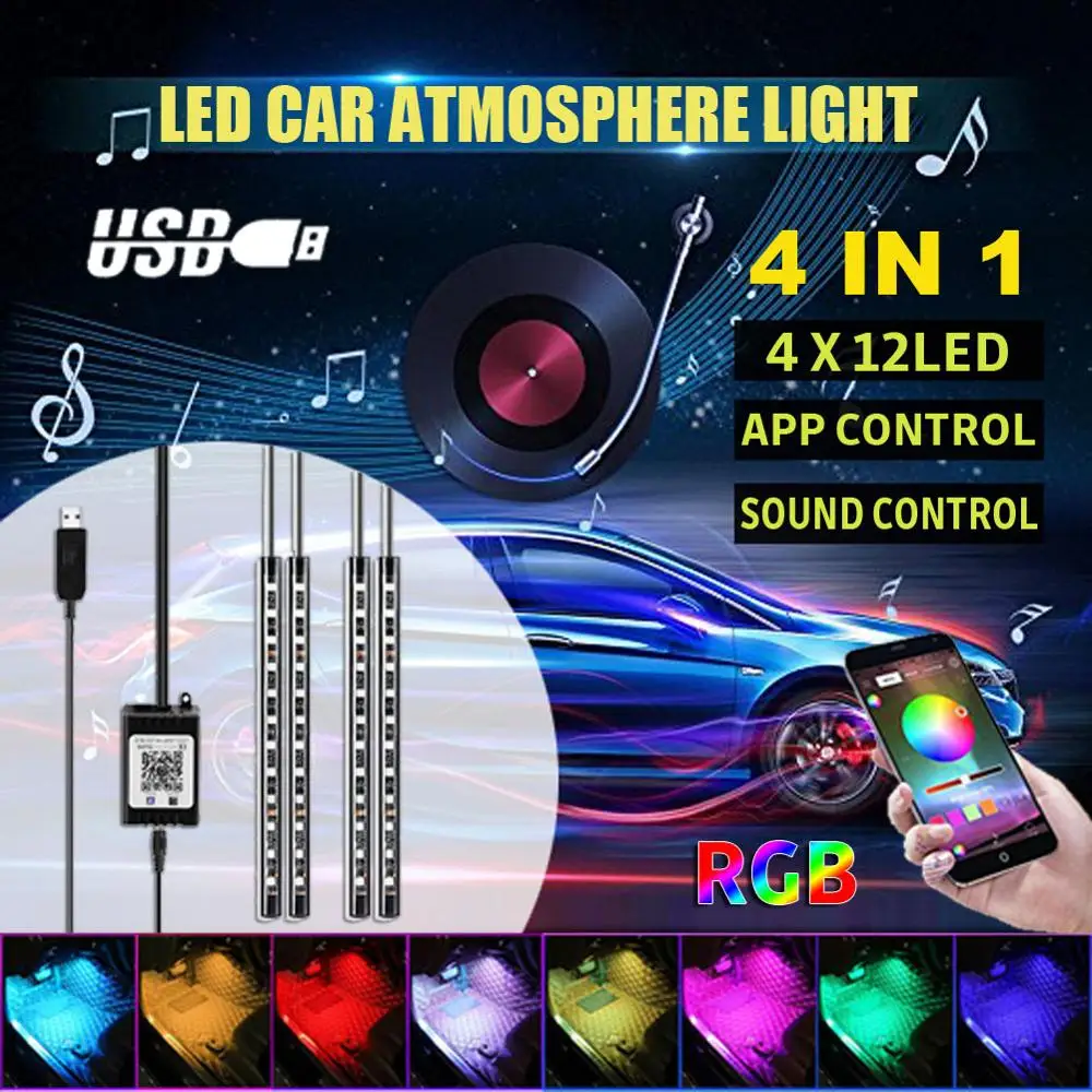 Car RGB LED Neon Interior Light Lamp Strip Decorative Atmosphere Lights Wireless Phone APP Control For Android IOS Kit Foot Lamp
Car RGB LED Neon Interior Light Lamp Strip Decorative Atmosphere Lights Wireless Phone APP Control For Android IOS Kit Foot Lamp