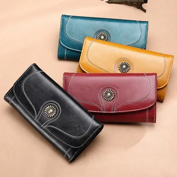 New Style Women's Wallet Women's Long Genuine Leather Retro WOMEN'S Wallet Large Capacity Mobile Phone Bag Leather Wallet
New Style Women's Wallet Women's Long Genuine Leather Retro WOMEN'S Wallet Large Capacity Mobile Phone Bag Leather Wallet