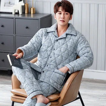 Outer Coral Fleece Pajamas Men's Winter Three-layer Padded Jacket Thick Flannel Middle-aged Plaid Suit Pijama Invierno Hombre
Outer Coral Fleece Pajamas Men's Winter Three-layer Padded Jacket Thick Flannel Middle-aged Plaid Suit Pijama Invierno Hombre