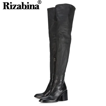RIZABINA New Genuine Leather Loots With Square High Heels Zipper Over The Knee Boots Sexy Autmun Boots Women Shoes Size 31-45 
RIZABINA New Genuine Leather Loots With Square High Heels Zipper Over The Knee Boots Sexy Autmun Boots Women Shoes Size 31-45