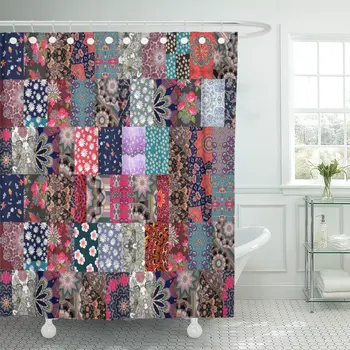 Shower Curtain Colorful Quilt Patchwork Pattern in Russian Beautiful Flowers Red Waterproof Polyester Fabric Set with Hooks
Shower Curtain Colorful Quilt Patchwork Pattern in Russian Beautiful Flowers Red Waterproof Polyester Fabric Set with Hooks
