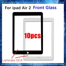 Écran LCD avant en verre pour iPad Air2 Air 2 2014 A1566 A1567, 10 pièces, panneau externe de remplacement OCA (sans numériseur tactile)=