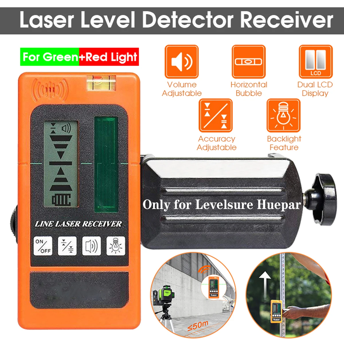 Laser Level Detector Receiver Ourdoor Indoor Electronic Leveling 2/5/12 Lines Vertical Horizontal for Red/Green Light
Laser Level Detector Receiver Ourdoor Indoor Electronic Leveling 2/5/12 Lines Vertical Horizontal for Red/Green Light
