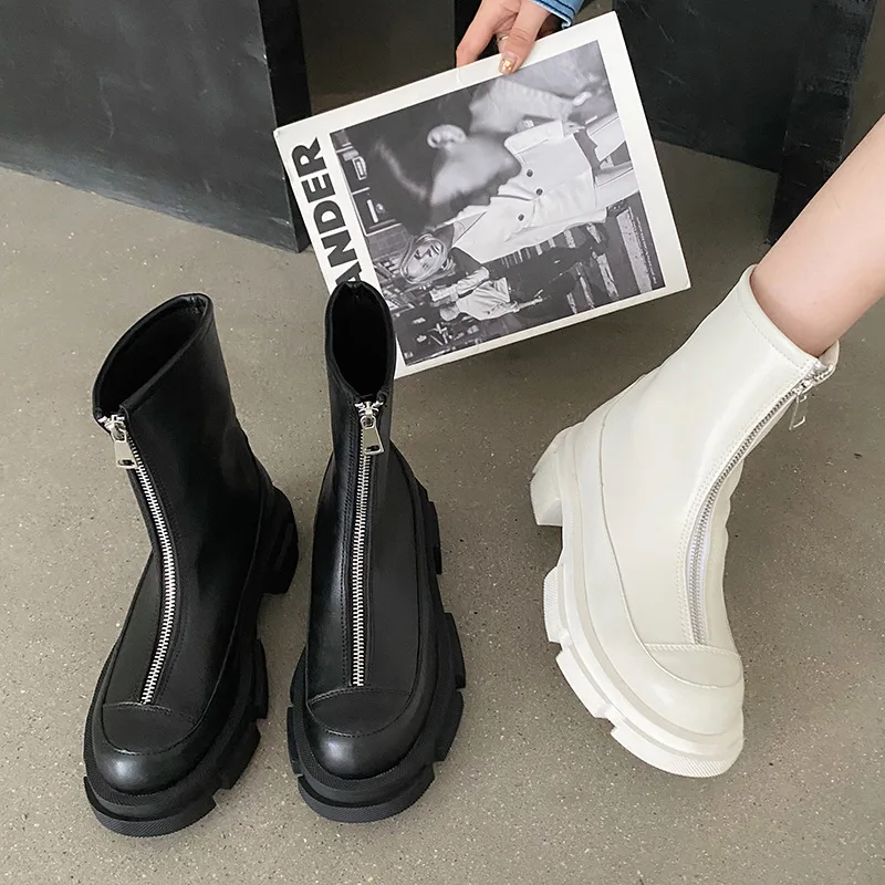 2021 New Design Front Zip Women's Boots Thick Bottom Lace Up Motorcycle Ladies Med Heel Botas Party Shoes For Women Ankle Boots
2021 New Design Front Zip Women's Boots Thick Bottom Lace Up Motorcycle Ladies Med Heel Botas Party Shoes For Women Ankle Boots