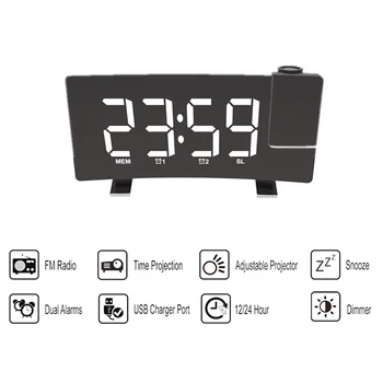 8 inch Alarm Clock FM Radio Projection LED Screen Dual Alarms Snooze Function Output USB Charging Port for Phone With USB Cable
8 inch Alarm Clock FM Radio Projection LED Screen Dual Alarms Snooze Function Output USB Charging Port for Phone With USB Cable