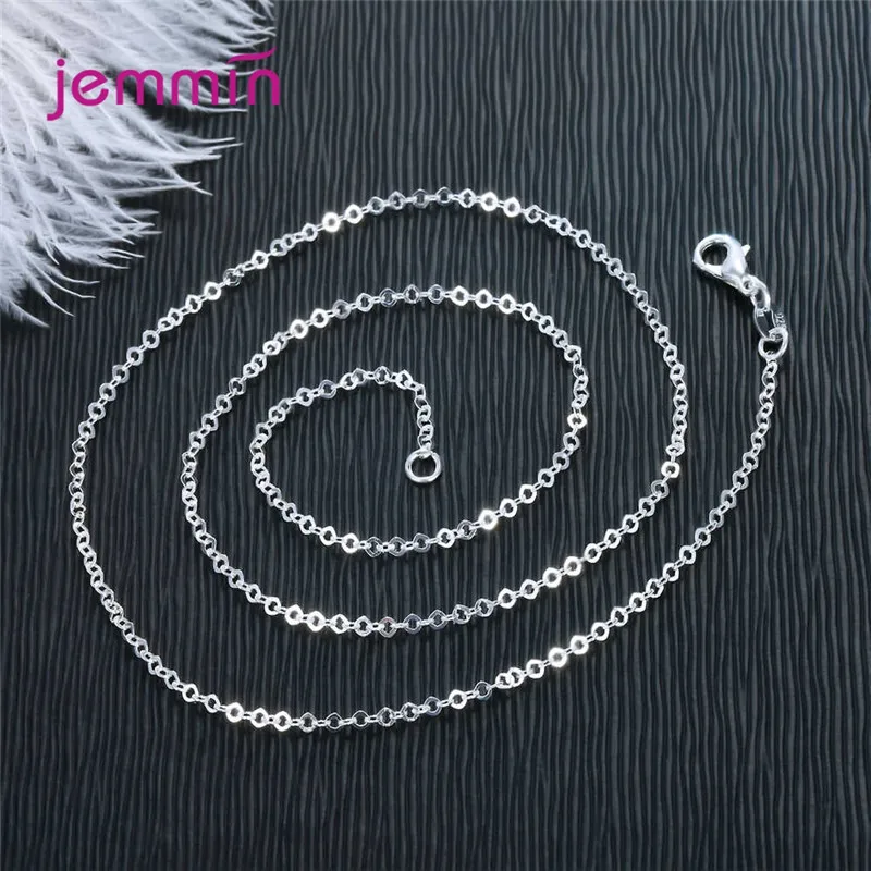 

High Standard 925 Silver Link Chain Necklaces Square O Rolo Design Choker Collar 18 Inches Jewelry Findings Accessory