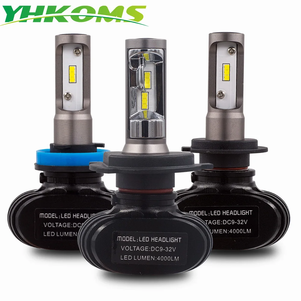 

YHKOMS Fanless CSP No Fan S1 H1 H4 H7 LED luces led para auto H8 H9 H11 9005 HB3 9006 HB4 led headlight 50W 8000LM 6500K 12V