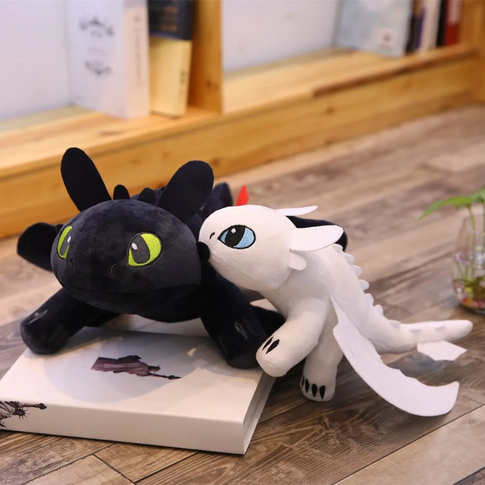 

2pcs/lot 35cm Movie How to Train Your Dragon Toothless Dragon Toy Night Fury Light Fury Plush Toy Stuffed Anime Doll for Kids