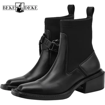 Runway Designer Womens Ankle Boots Square Toe Patchwork Genuine Leather Chelsea Boots Slip On Ladies Block Heels Biker Boots
Runway Designer Womens Ankle Boots Square Toe Patchwork Genuine Leather Chelsea Boots Slip On Ladies Block Heels Biker Boots