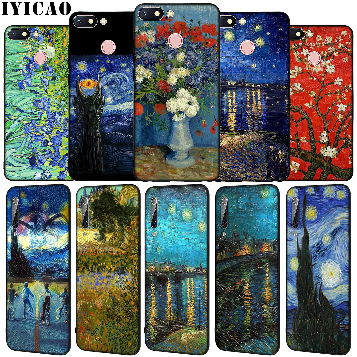 Фото IYICAO Starry Night Van Gogh Soft Silicone Phone Case for Xiaomi Redmi Note 8 8T 8A 7 7A 6 6A 5 5A GO S2 K30 K20 Pro Cover | Мобильные