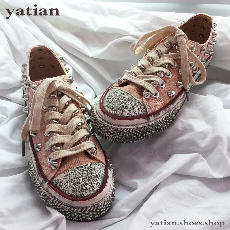 Women's Flats Punk Rock Rivet Low Cut Studded Canvas Sneakers Shoes High Top Women Vulcanized Shoes Female Casual Shoes G-25
Women's Flats Punk Rock Rivet Low Cut Studded Canvas Sneakers Shoes High Top Women Vulcanized Shoes Female Casual Shoes G-25