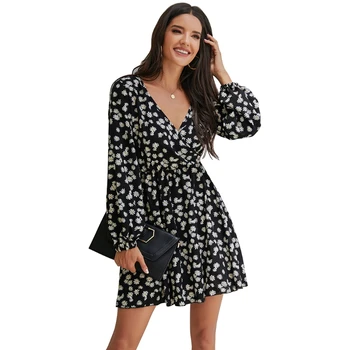 Women Long Sleeve Swing Midi Dress Boho Daisy Floral Sexy Wrap V-Neck Sundress 
Women Long Sleeve Swing Midi Dress Boho Daisy Floral Sexy Wrap V-Neck Sundress
