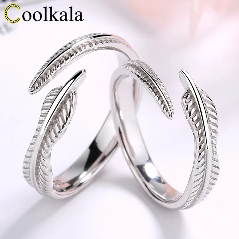 Кольцо Coolkala из стерлингового серебра 925 пробы с листьями и перьями|Кольца| |