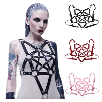 Pentagram Leather Harness Cage Bra Lingerie Belt Fetish for Women Sexy Punk Goth Body Bondage Harness Bra Cosplay Festival Rave
Pentagram Leather Harness Cage Bra Lingerie Belt Fetish for Women Sexy Punk Goth Body Bondage Harness Bra Cosplay Festival Rave