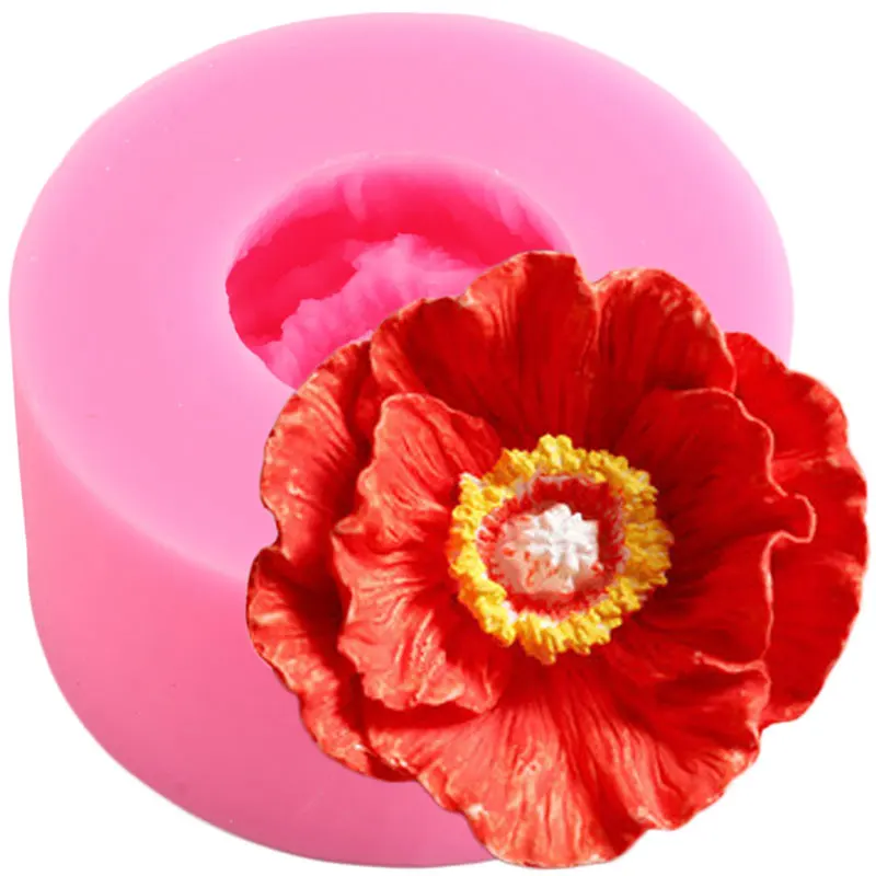 

3D Poppy Flower Clay Craft Silicone Mold Aromatherapy Plaster Soap Candle Resin Molds Chcocolate Fondant Cake Decorating Tools