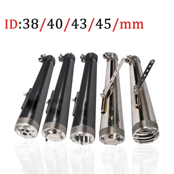 

38mm 40mm 43mm 45mm Universal Motorcycle Muffler For GY6 CBR CBR125 CBR250 Exhaust Retro Vertical Back Pressure Case Modified