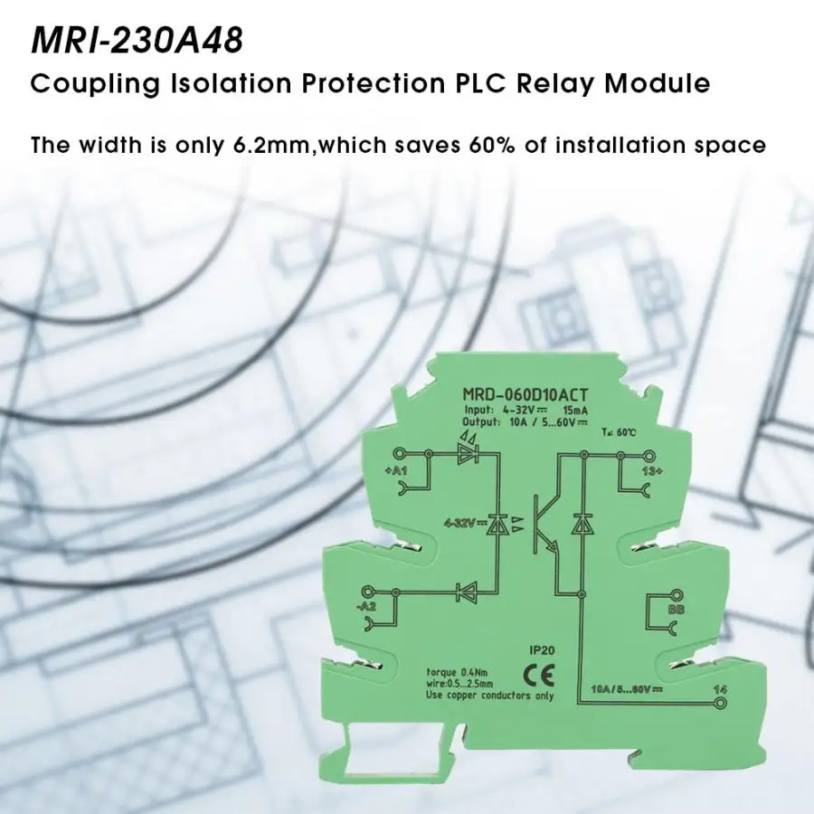 Solid State Relay MRD-060D10A Ultra-Thin 6.2mm DC Solid State Relay Module Input 4-32V DC output 5-60V DC NO latching relay
Solid State Relay MRD-060D10A Ultra-Thin 6.2mm DC Solid State Relay Module Input 4-32V DC output 5-60V DC NO latching relay